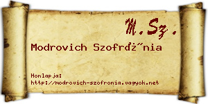 Modrovich Szofrónia névjegykártya